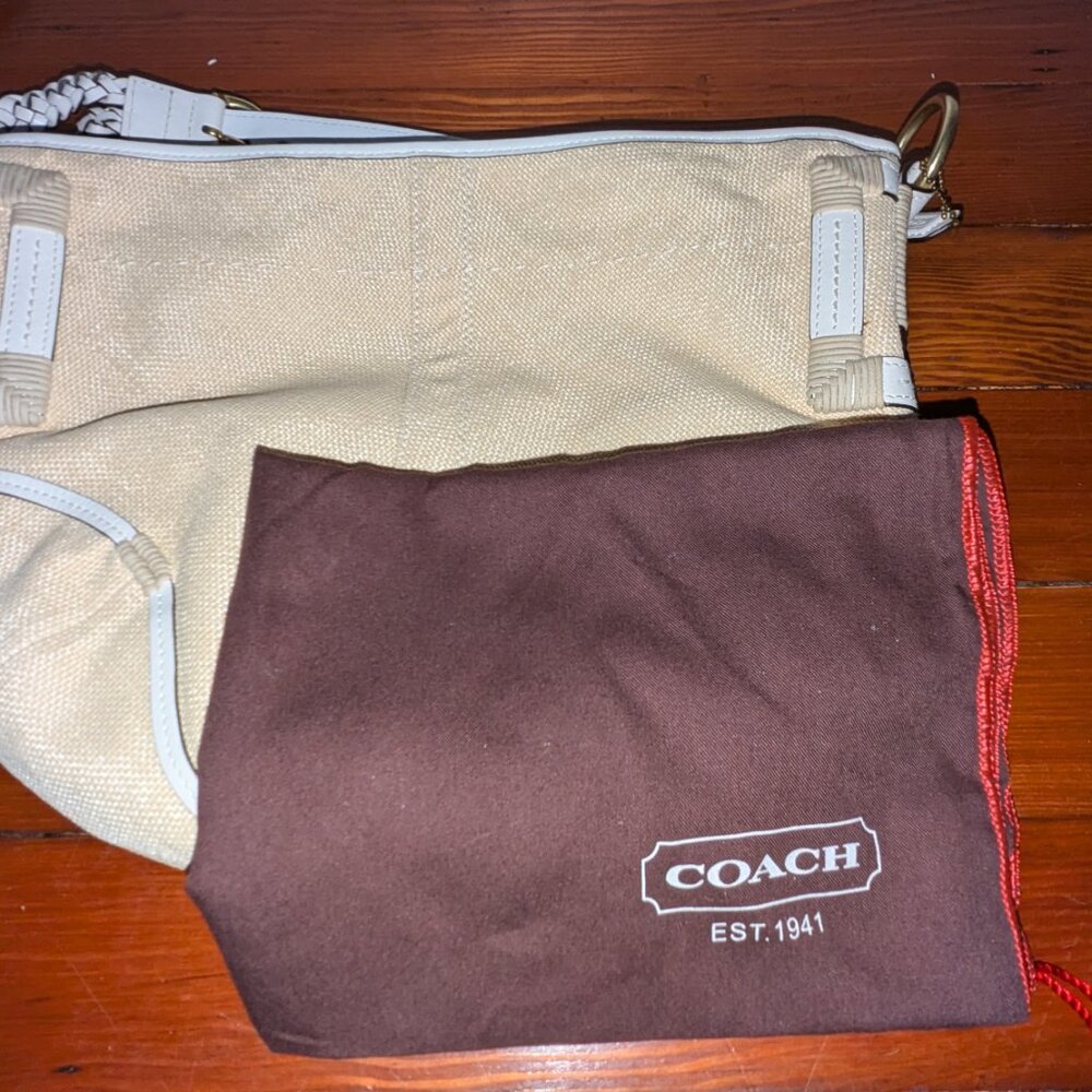 Coach Angora Straw Beige Cream BO63-4711 New Without Tags - Picture 5 of 10
